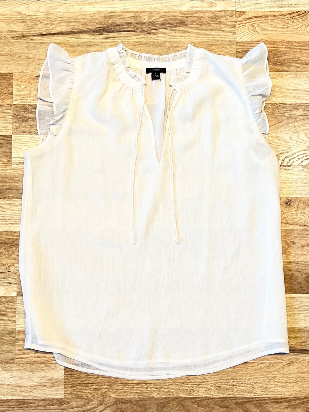 Ivory Tie-Neck Ruffle Sleeve Blouse